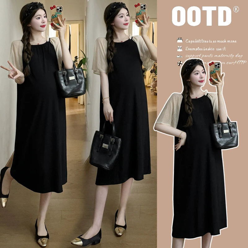 孕妇裙2025夏季新款宽松时尚慵懒休闲洋气甜美气质减龄孕妇连衣裙