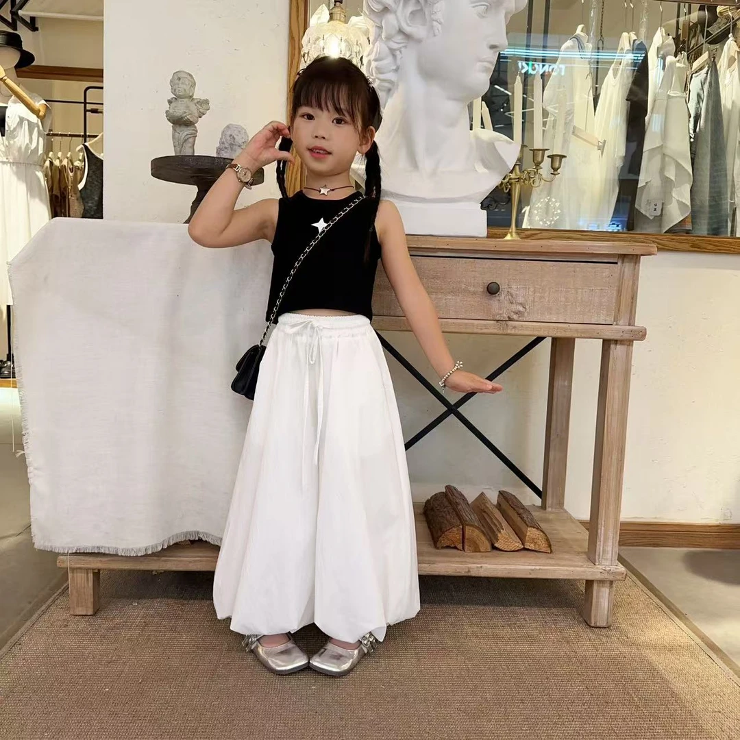 2025夏季新款休闲风女童套装薄款夏季套装灯笼裤高腰宽松百搭