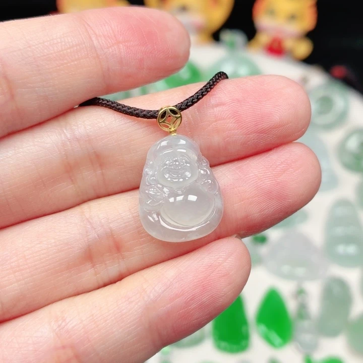 颈饰18K金镶嵌翡翠缅甸天然A货翡翠