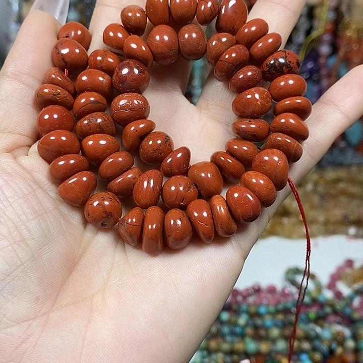玛瑙/玉髓未镶嵌珠宝半成品天然红石糖豆一条