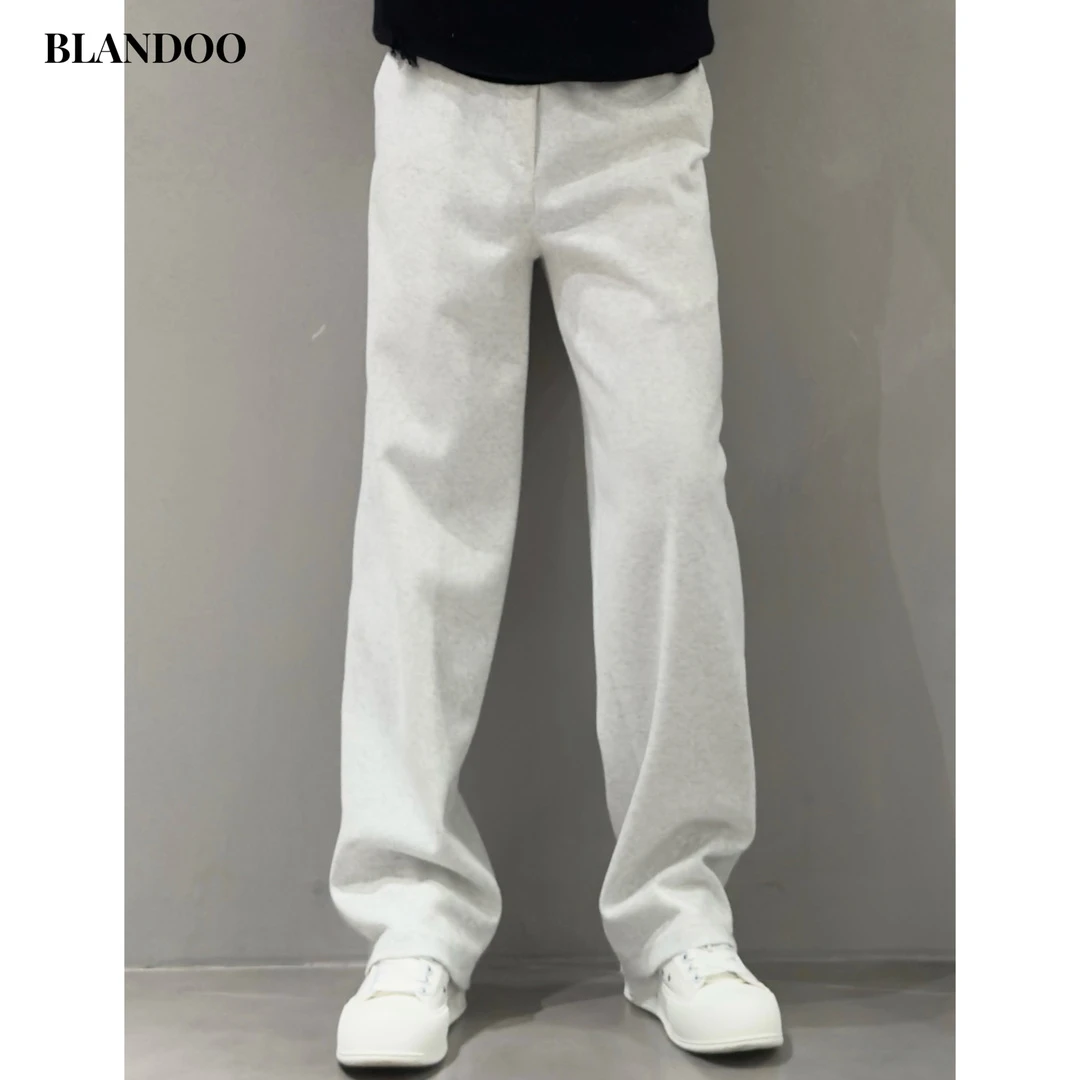 2025韩版休闲裤运动裤筒裤卫裤宽松长冬季加绒弯深男士加长卫裤