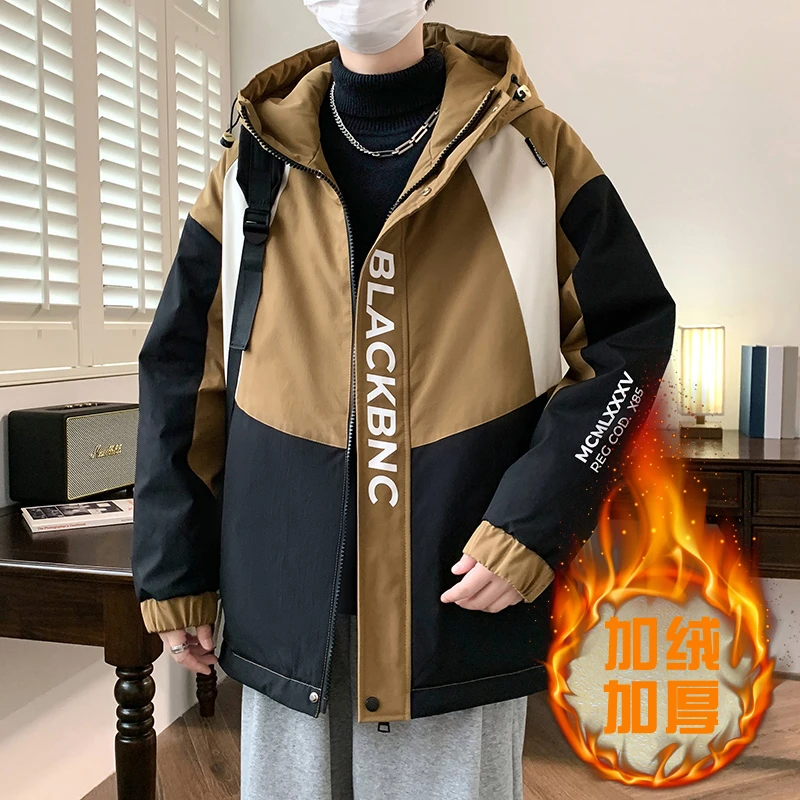 327高货特清男士情侣百搭棉服拼色加绒加厚夹克外套保暖