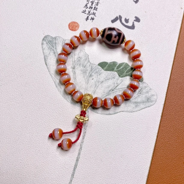 玛瑙粉红肉四宝瓶手串一线药师单圈时尚个性设计简约气质百搭小众
