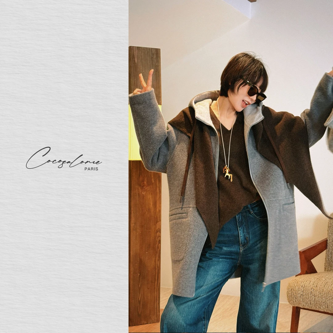 韩彬彬"爱莲说"稀缺骆驼绒蚕丝混纺流光风显瘦保暖毛呢大衣2373-1