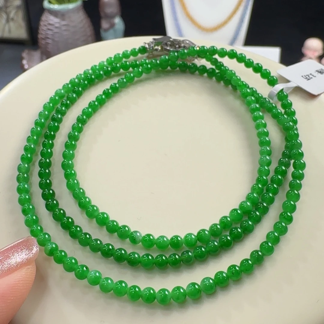 翡翠未镶嵌手链上新！冰辣阳绿项链卡3.3