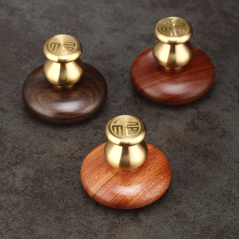 铜木盖置家用壶盖盖托高档实木茶具配件茶壶盖玻璃壶盖摆件手工