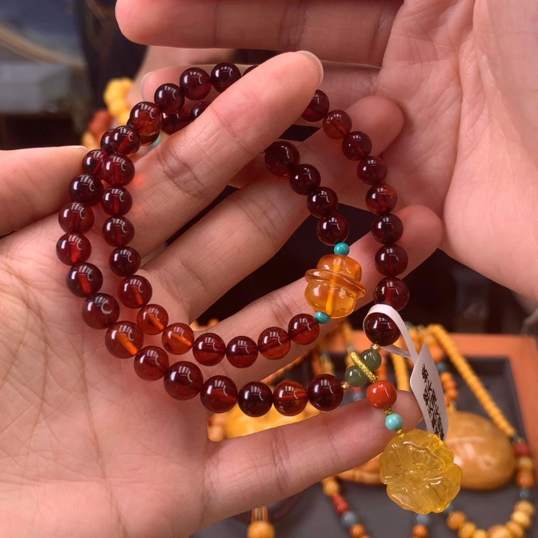 手串血珀未镶嵌微瑕