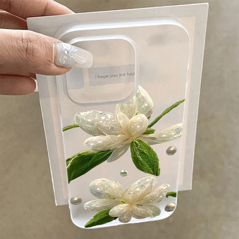 水晶花适用iphone16promax苹果15手机壳14PLUS软13幻影12防摔11