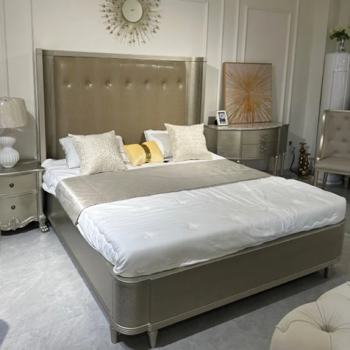 美式家具鳄鱼纹皮床轻奢美式实木（尺寸可订制）