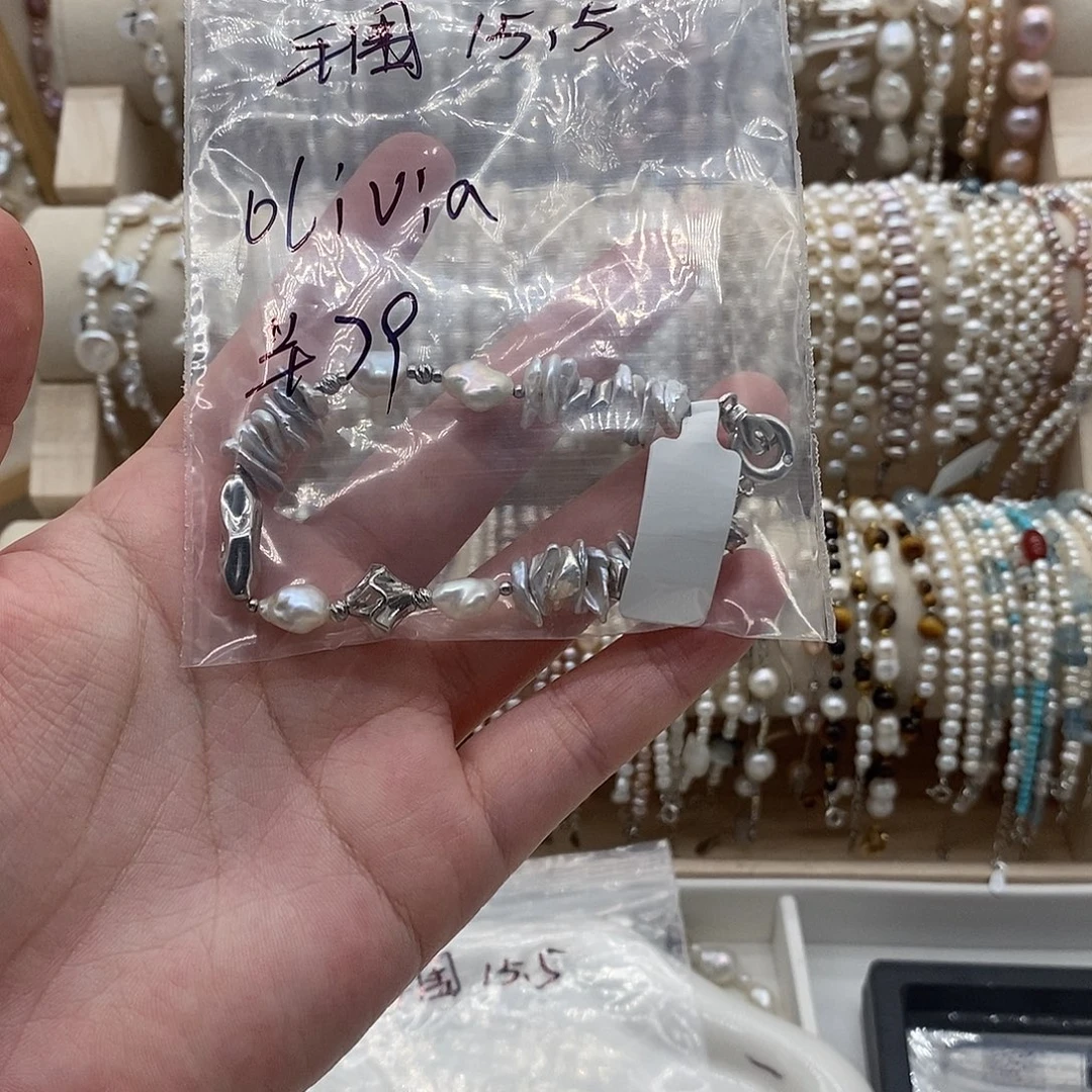 银S925镶嵌手绳淡水珍珠