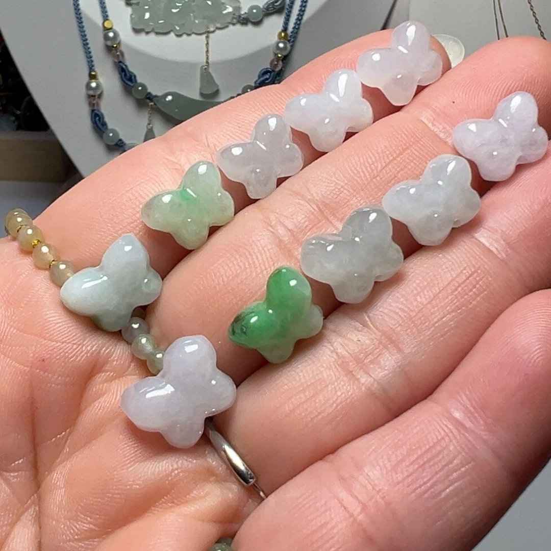 翡翠未镶嵌颈饰通孔蝴蝶5个一组100块