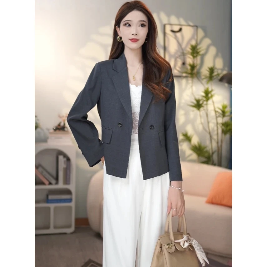 2025新款小个子显瘦百搭纯色气质短款西装外套