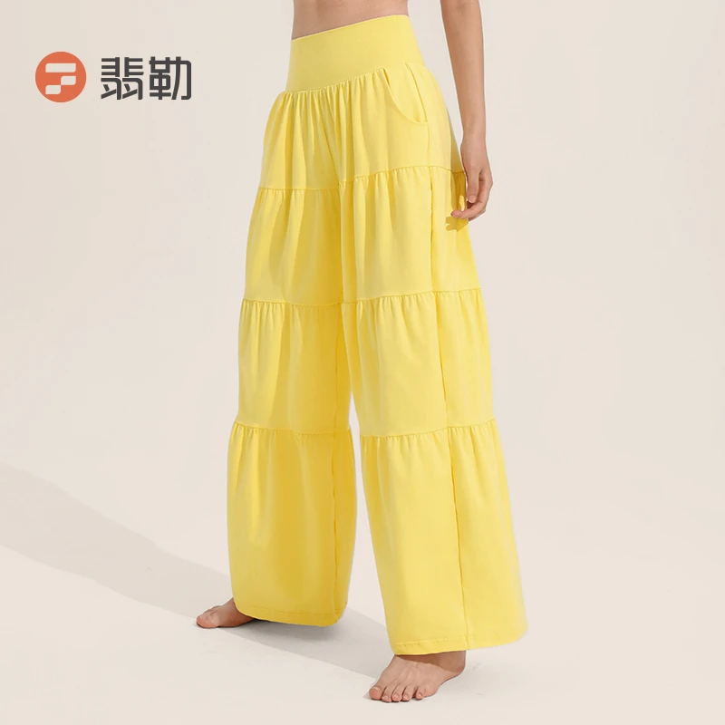 Fieder/翡勒韩系阔腿裤宽松褶皱阔腿直筒蛋糕瑜伽裤运动必备