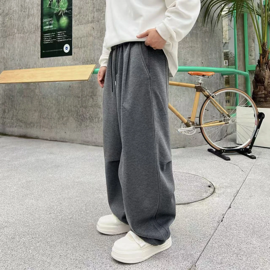 胡先生25ss秋季街头休闲百搭宽松美式慵懒风运动弯刀裤 0833