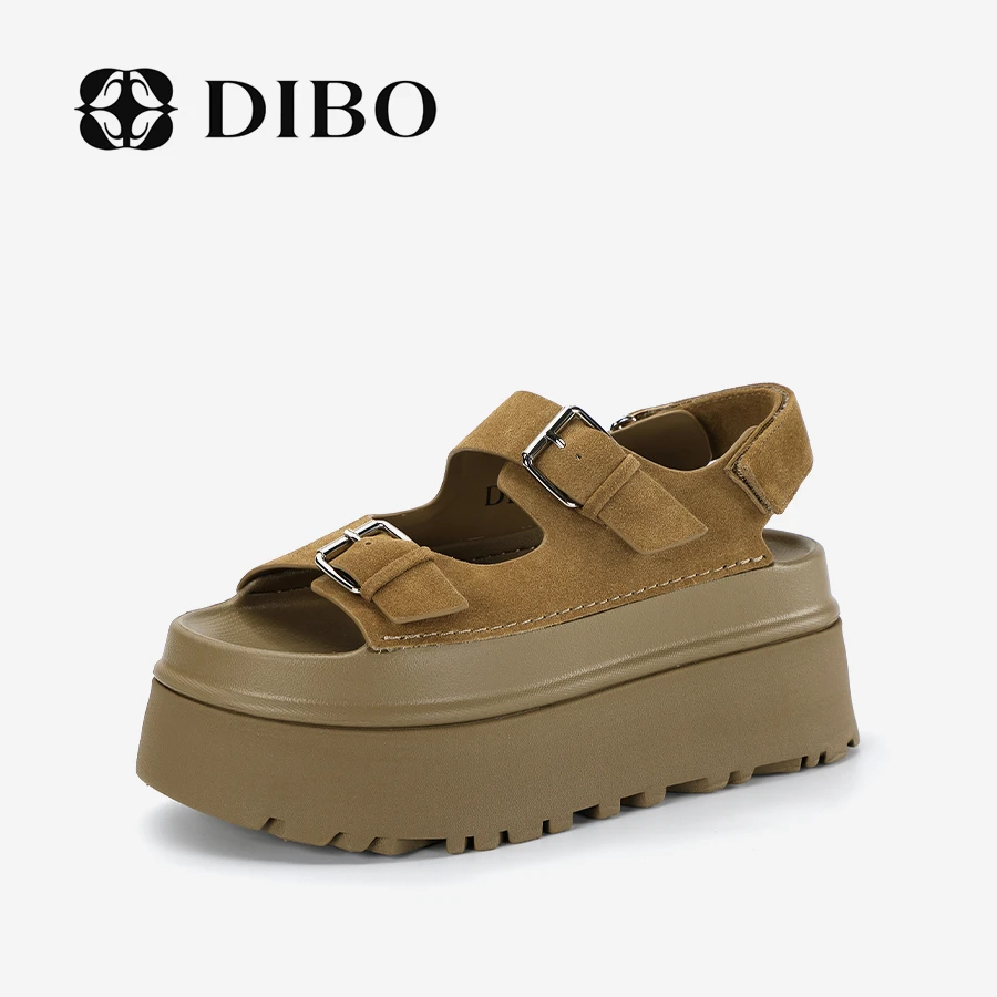 DIBO碲铂 摩卡咖啡 双一字带金属搭扣松糕底凉鞋小众复古25218353