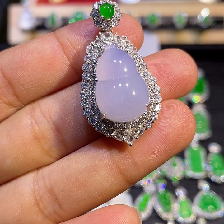 翡翠银S925镶嵌吊坠(不含链)