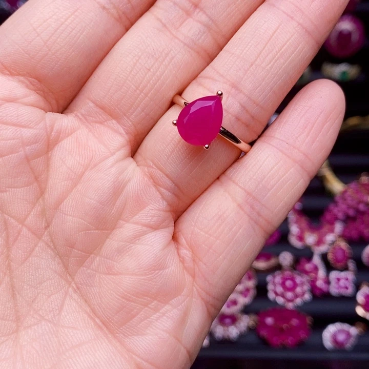 银S925镶嵌戒指红宝石