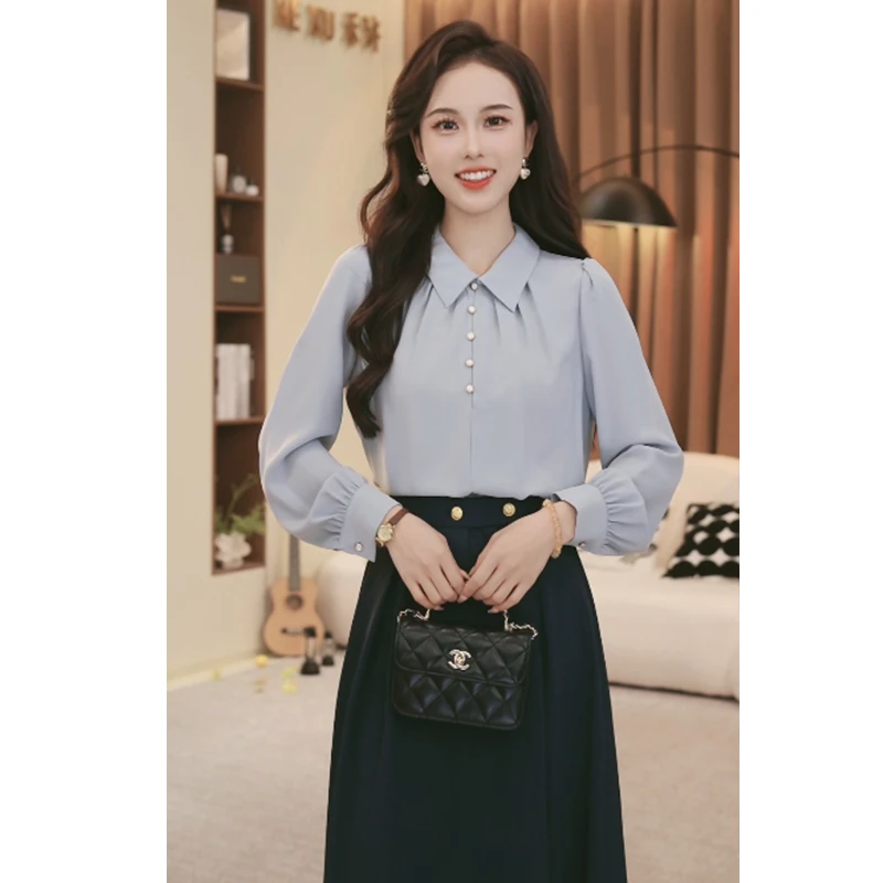 法式轻熟高级感长袖衬衫女2024年春季新款温柔风小众设计感上衣