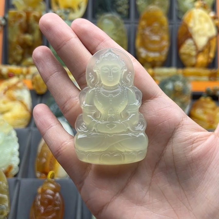 菩***心蛇纹石玉未镶嵌颈饰