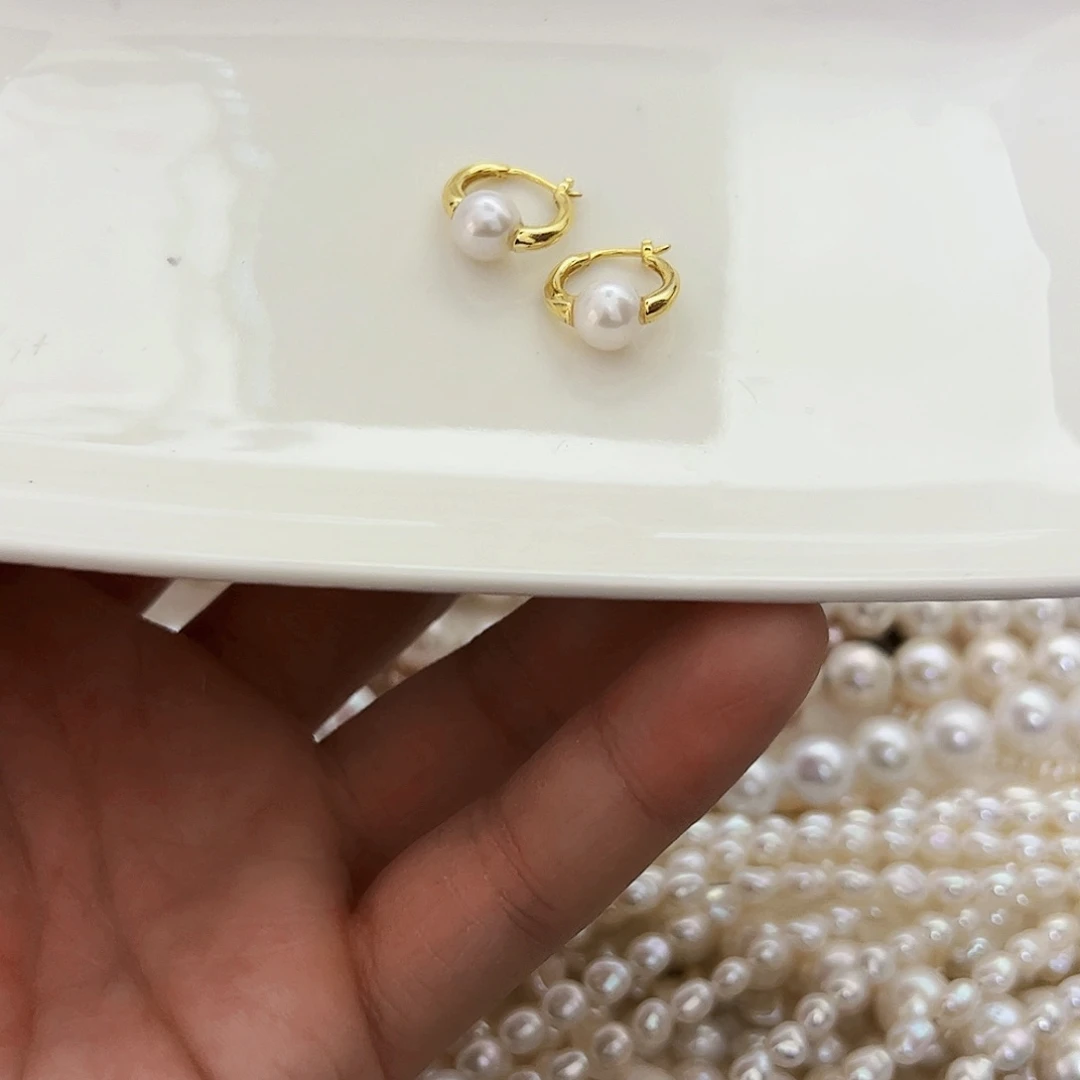 淡水珍珠耳饰银S925镶嵌