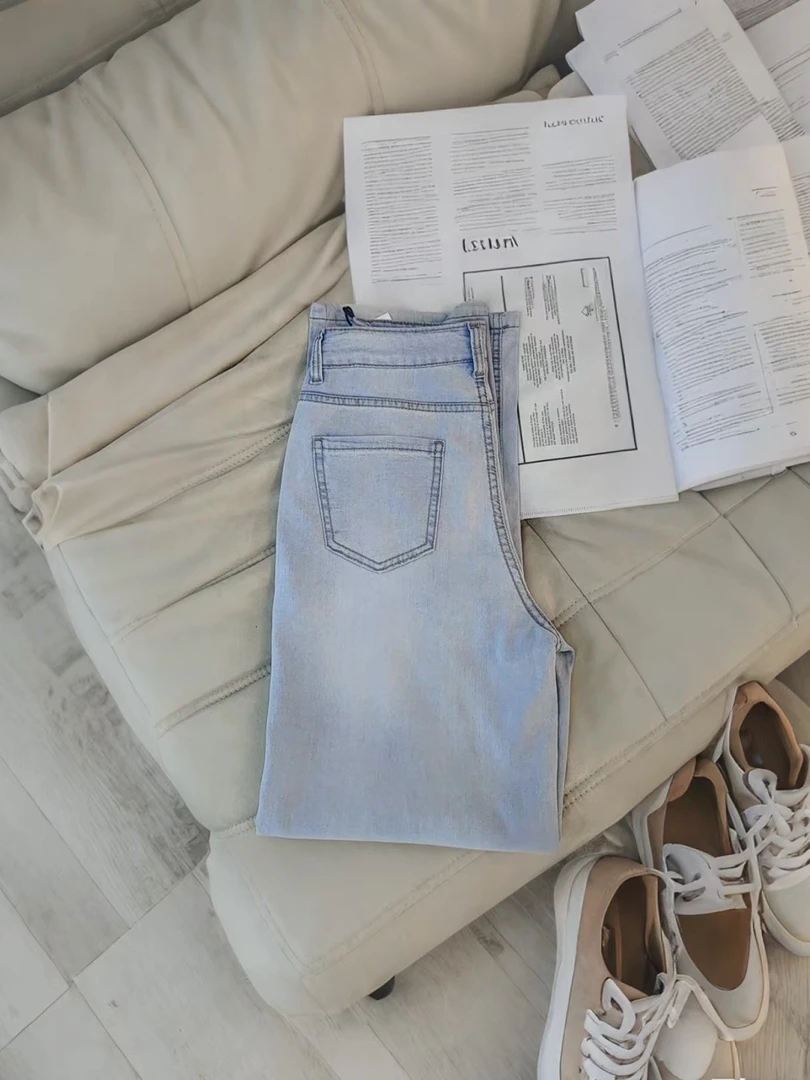 莱赛尔软牛仔女裤裤子高腰牛仔裤夏款330克