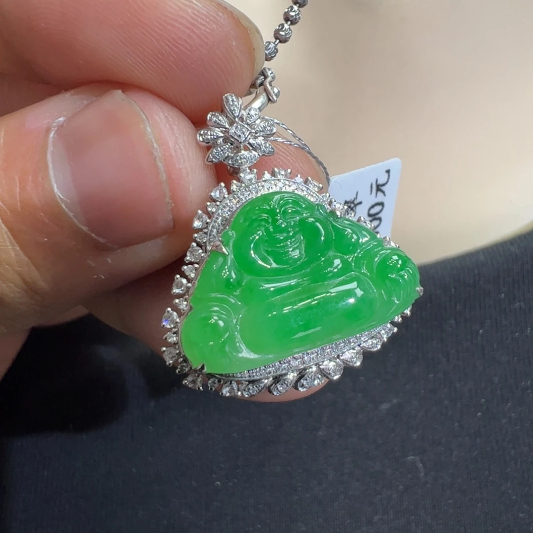 翡翠吊坠(不含链)18K金镶嵌