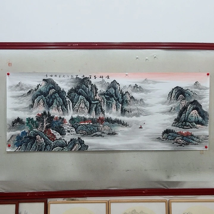 国画手绘作品云峰千里秀