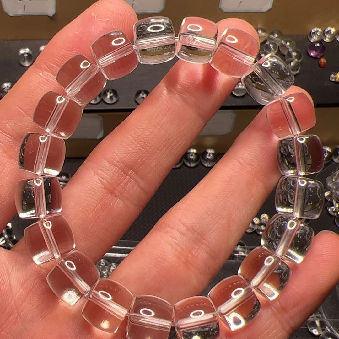 水晶手链未镶嵌鶴白水晶8mm全净体直切单圈手链