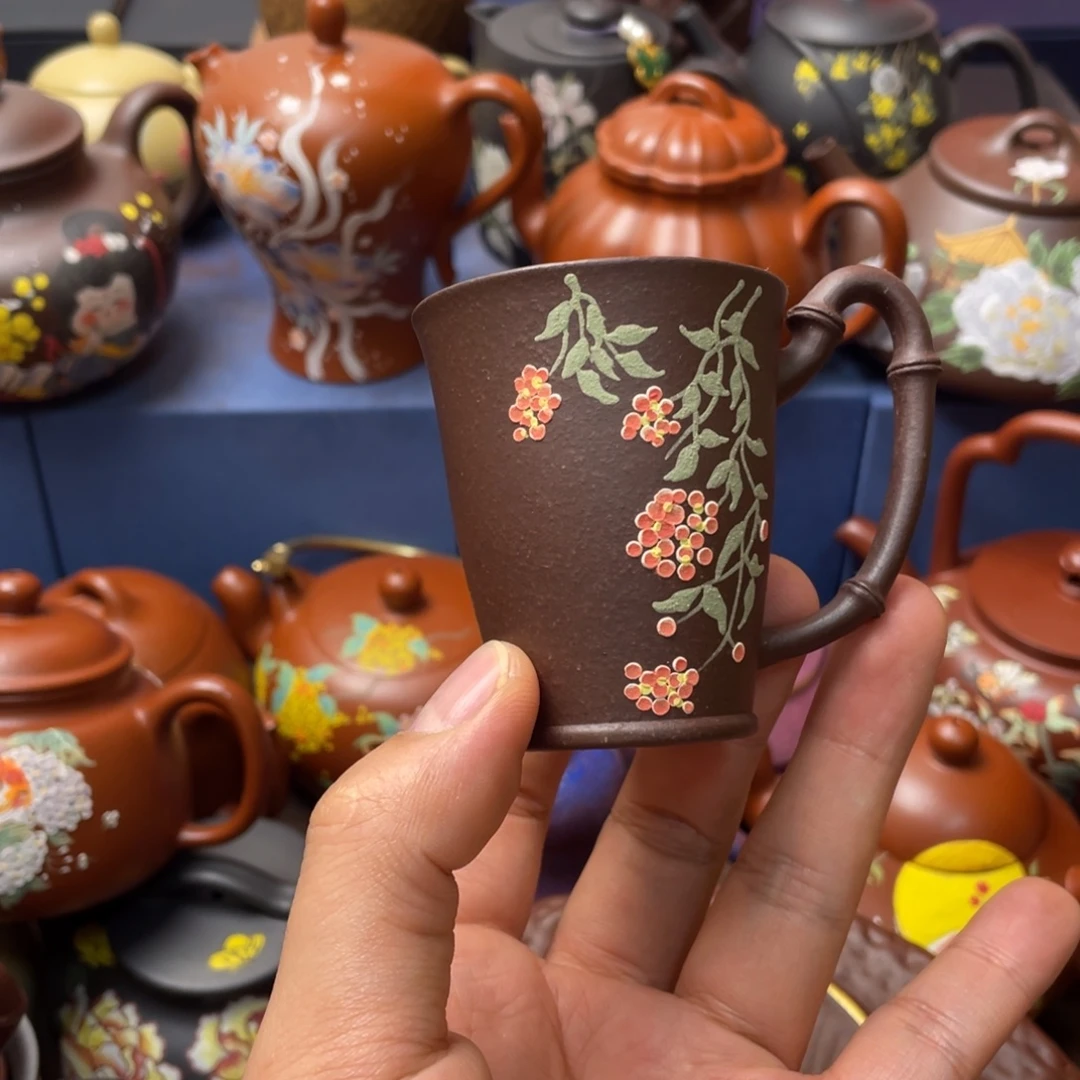 紫泥茶杯紫砂主人杯60cc