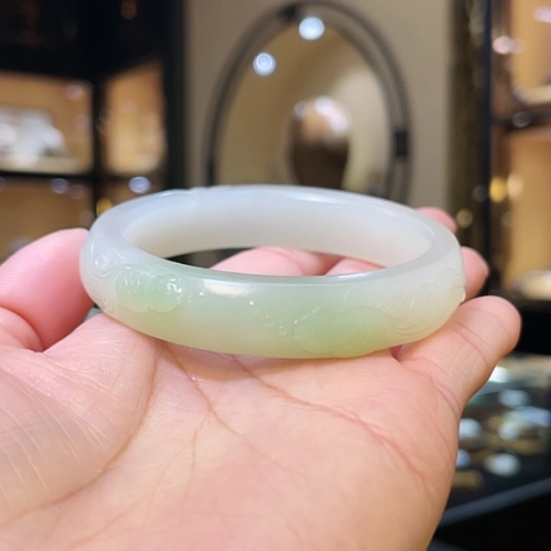 【闪购商品】和田玉手镯未镶嵌七*娘53.8#46.28g