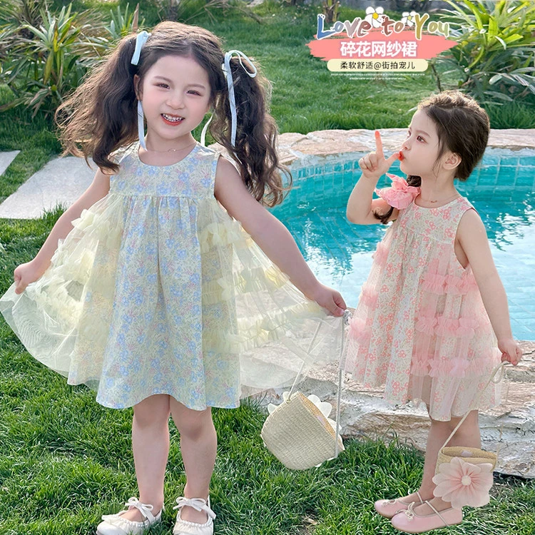 女童蕾丝夏季小童连衣裙裙子新款儿童背心裙薄款裙宝宝洋气公主裙