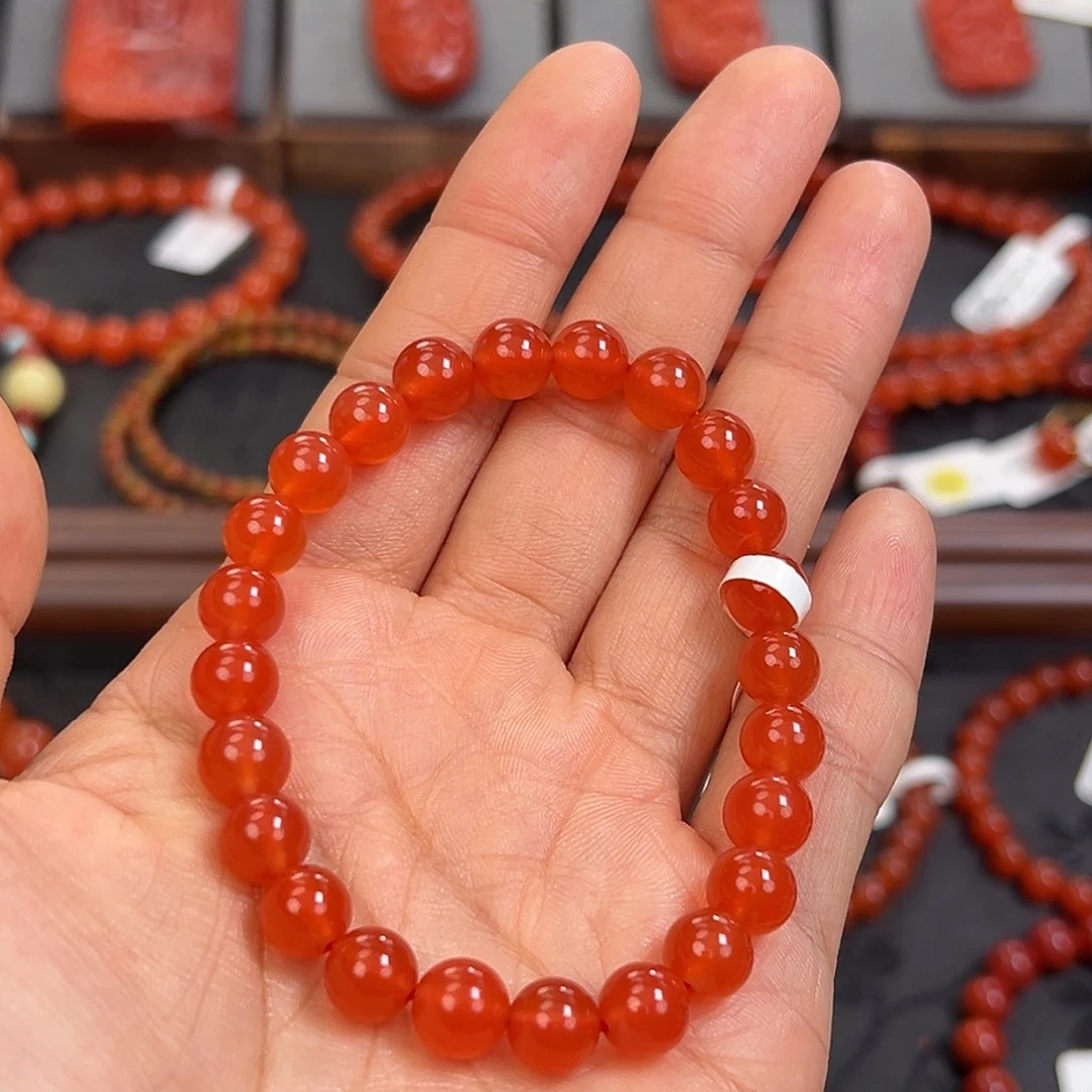 南红玛瑙未镶嵌手串8mm原矿