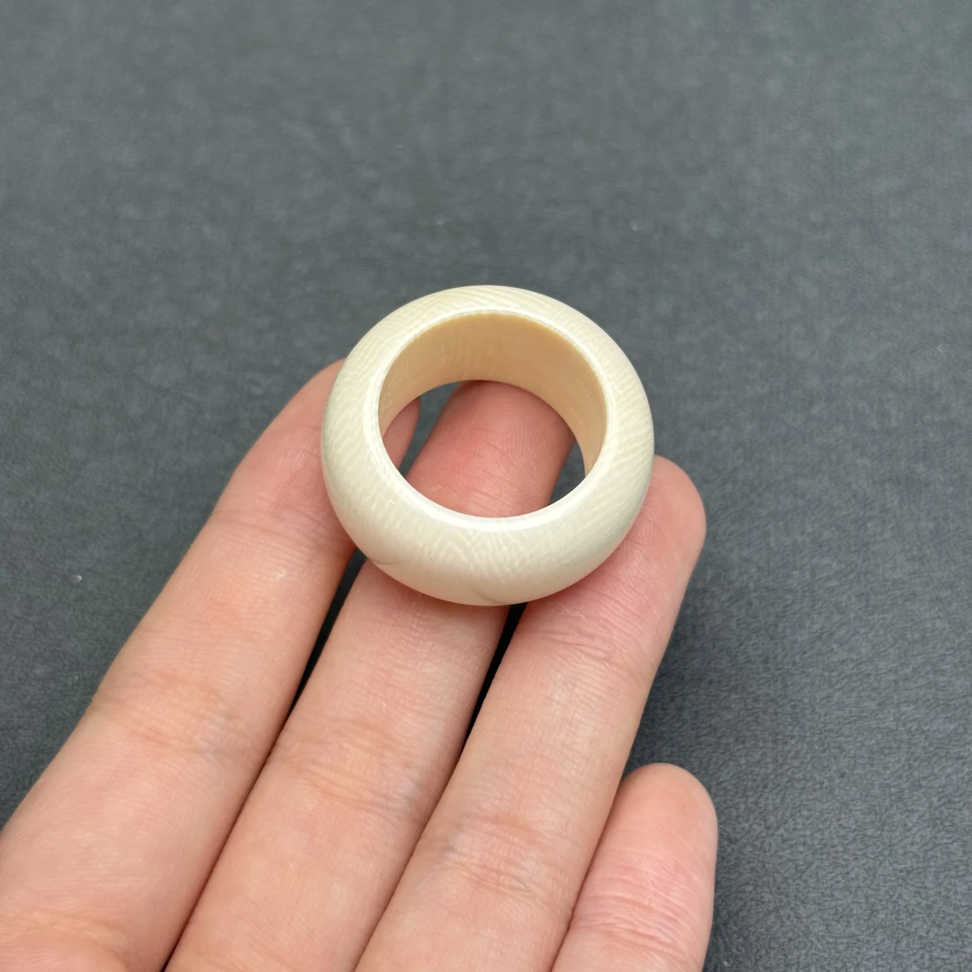 J4108天然猛犸牙 扳指 21.6*15mm支持鉴定 假一罚四