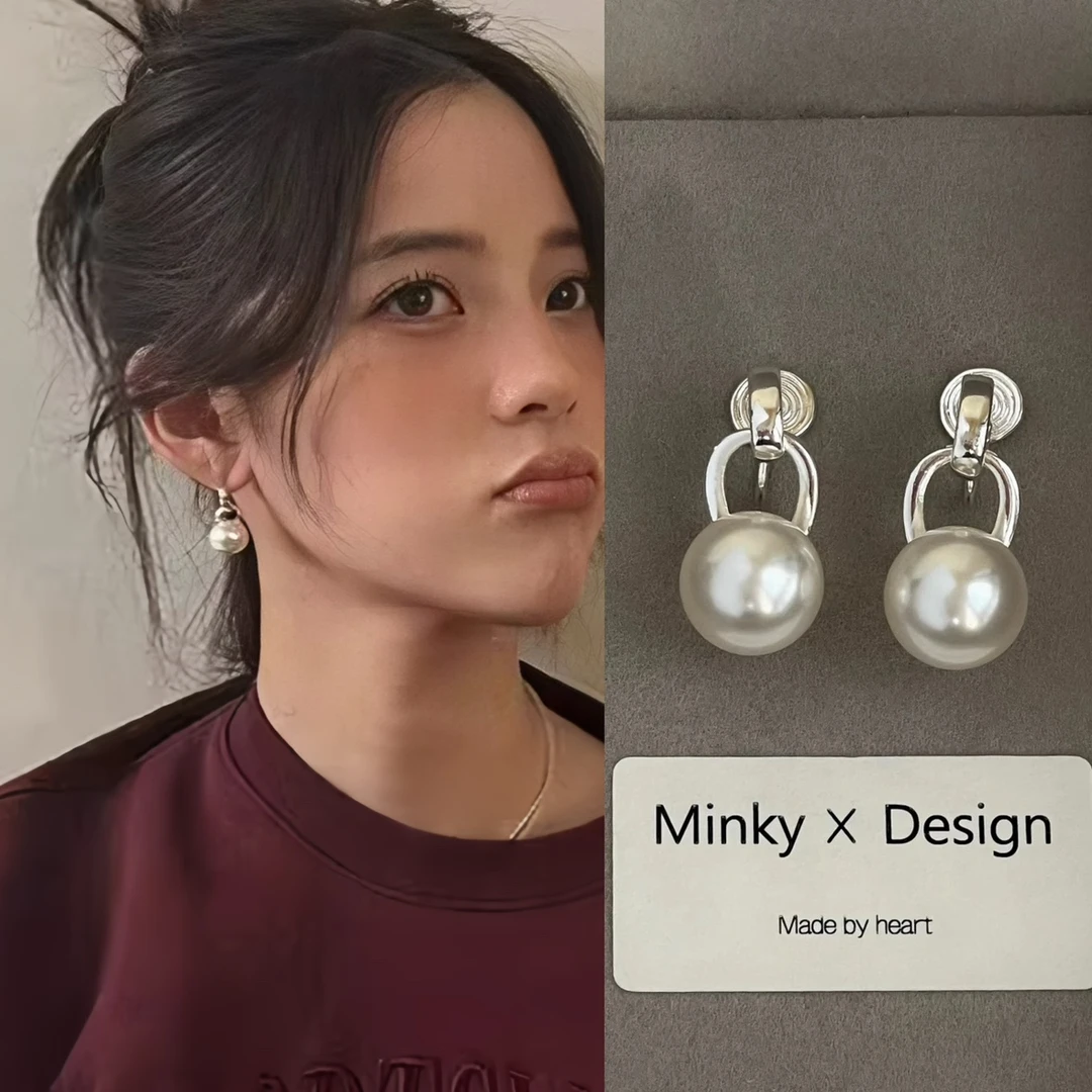 铜合金合成锆石耳饰 「浮光锦」欧阳娜娜同款施家珍珠耳夹明星同款