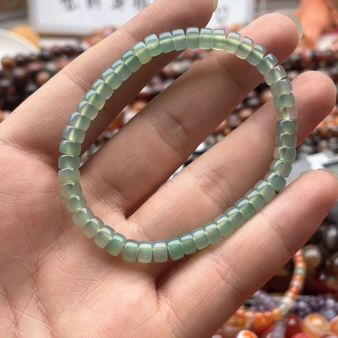玛瑙/玉髓未镶嵌珠宝半成品一条装卡5*mm葡萄石直切隔片
