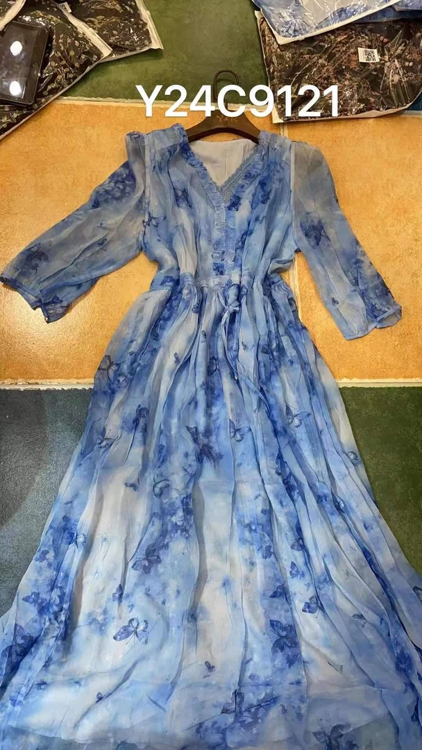 【2024-文文】重磅100桑蚕丝连衣裙Y24C9121-5