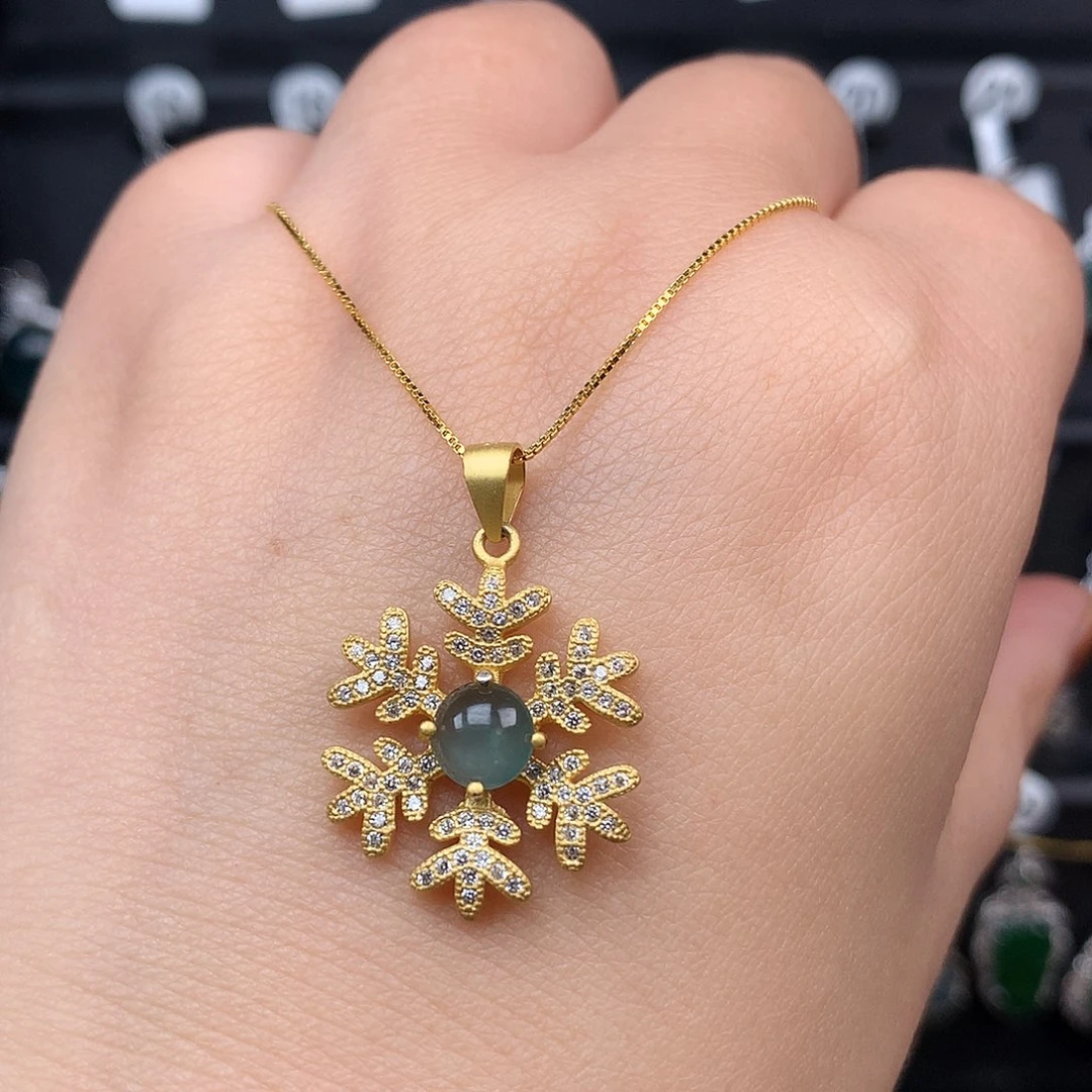 翡翠银S925镶嵌吊坠(不含链)