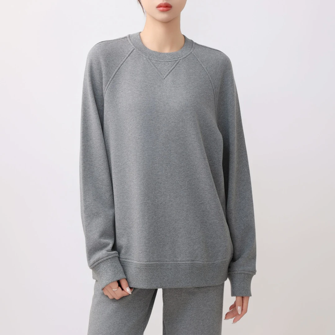 AMASS/阿玛施 时尚休闲百搭纯色圆领廓形高能感长袖卫衣5301072