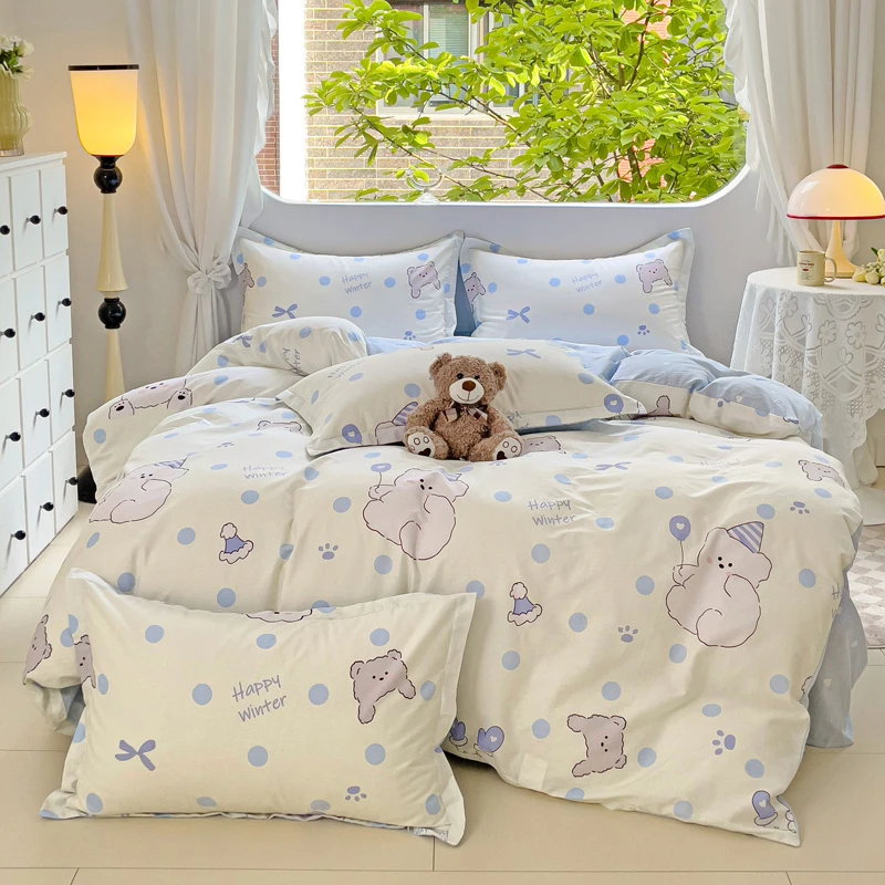 100%全棉四件套60支纯棉学生宿舍三件套床单床笠款