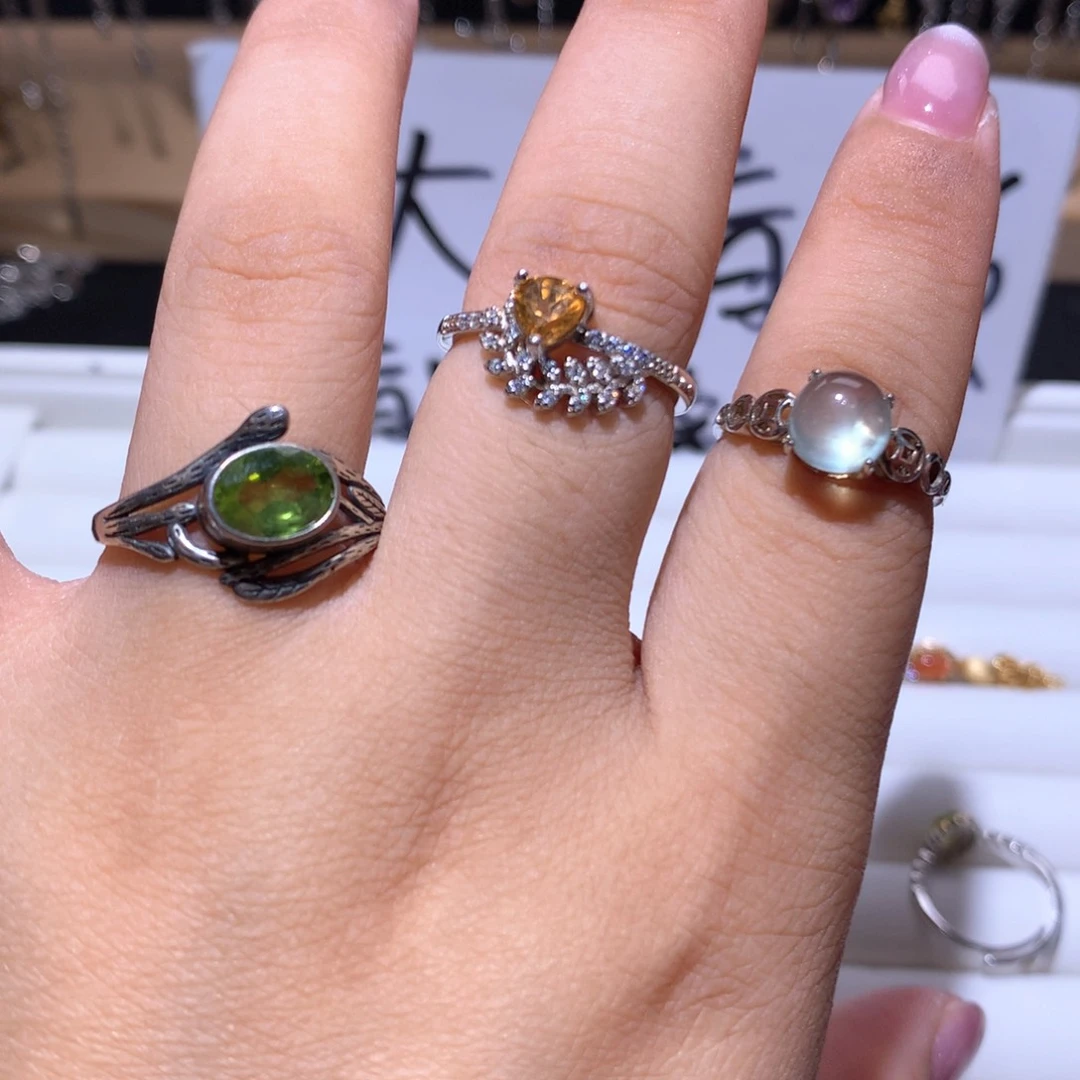 【闪购商品】水晶戒指银S925镶嵌戒指