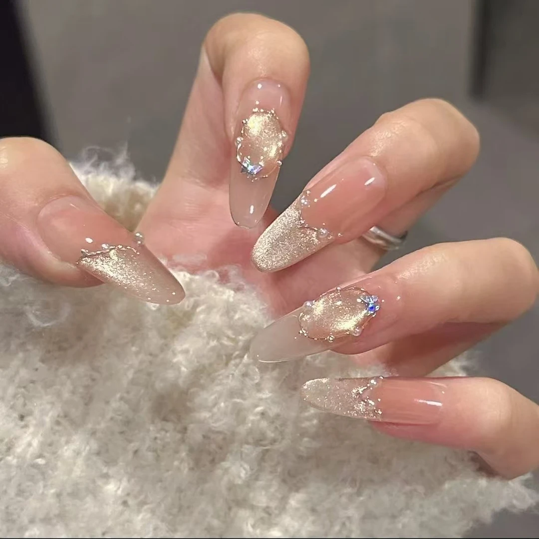 【纸醉金迷】25新款猫眼纯手工穿戴甲闪钻轻奢气质假指甲光疗美甲