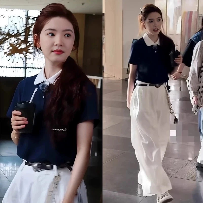 HENIMAN/恒依曼章若楠同款 高腰显瘦垂感阔腿时尚长裤7199