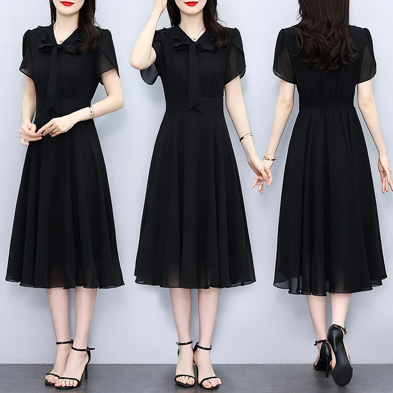 2025黑色尤莱特穿搭时尚气质显瘦轻奢长裙连衣裙