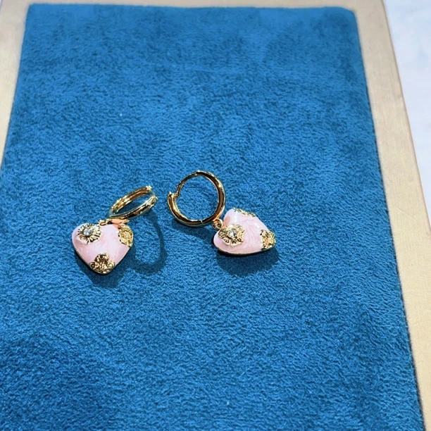 非金属亚克力耳饰 P573粉色桃心滴油耳扣