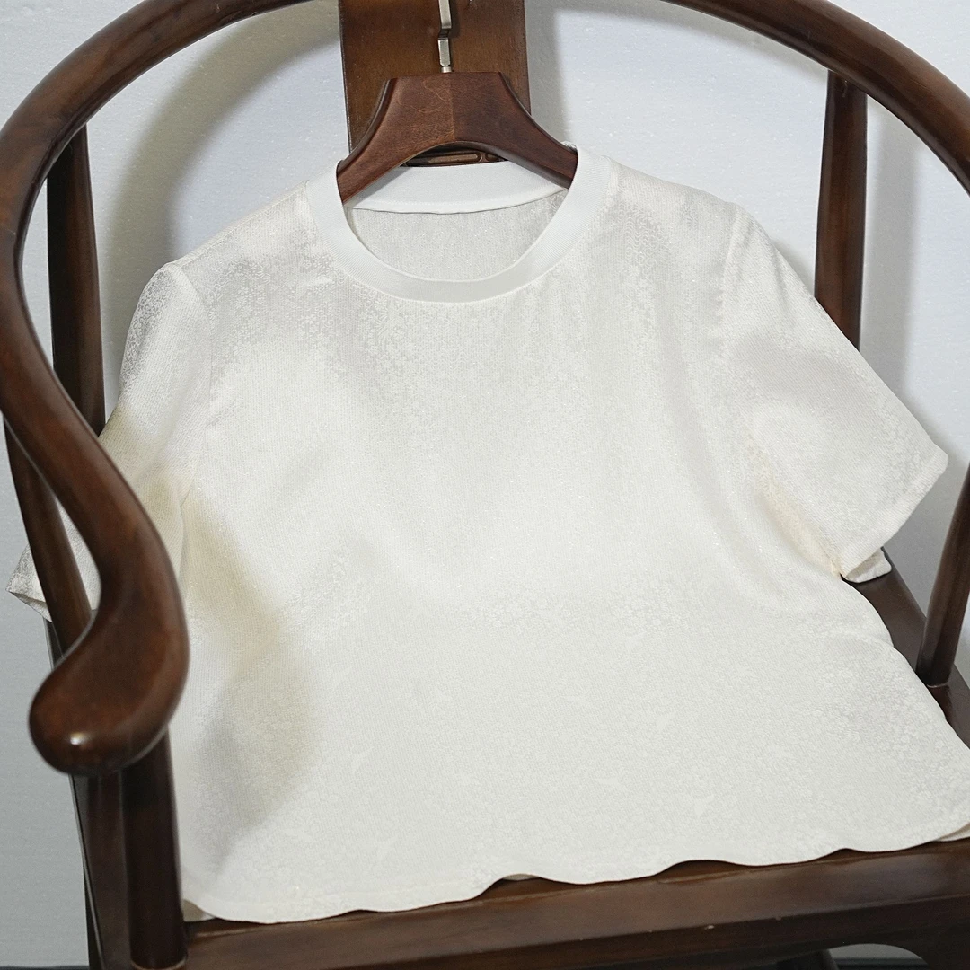 金通彩通正娟短袖T恤真丝桑蚕丝织金上衣百搭时尚优雅