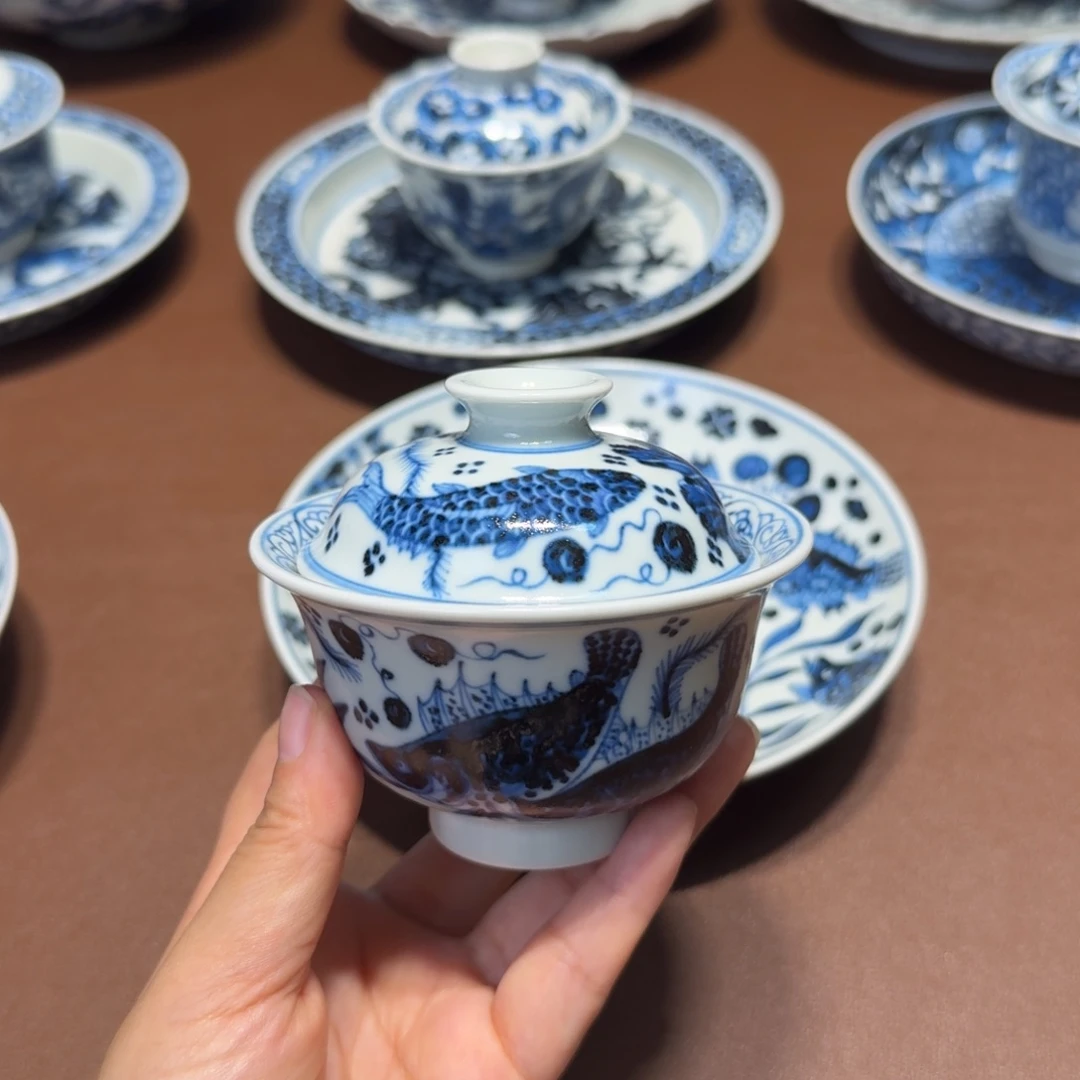手工手绘茶具盖碗