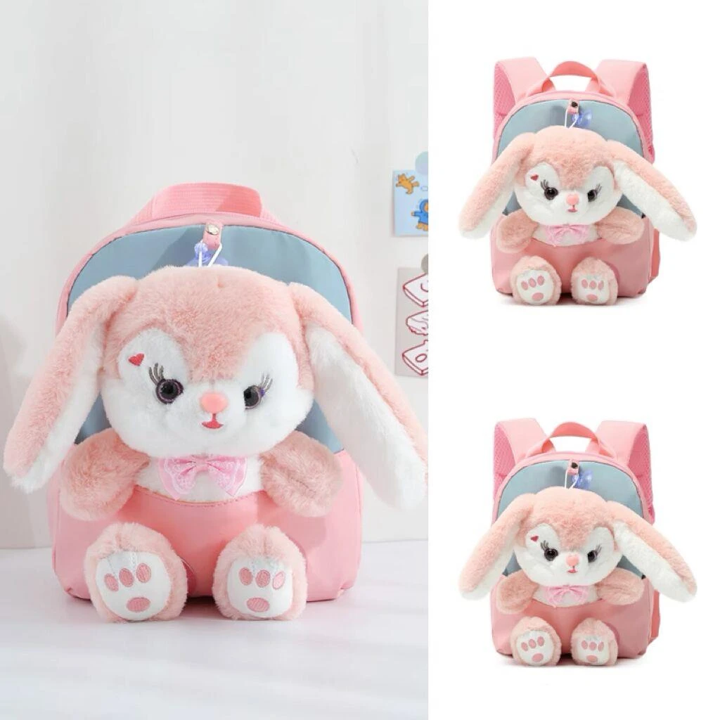 儿童可爱小兔子双肩包幼儿园宝宝背包女童公主毛绒出游玩偶书包3