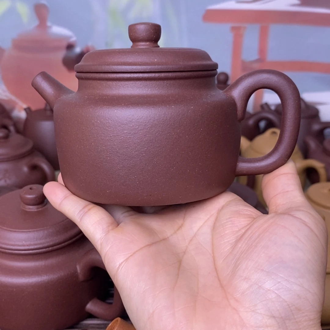 茶壶紫砂240cccc深井羊角山紫泥德钟