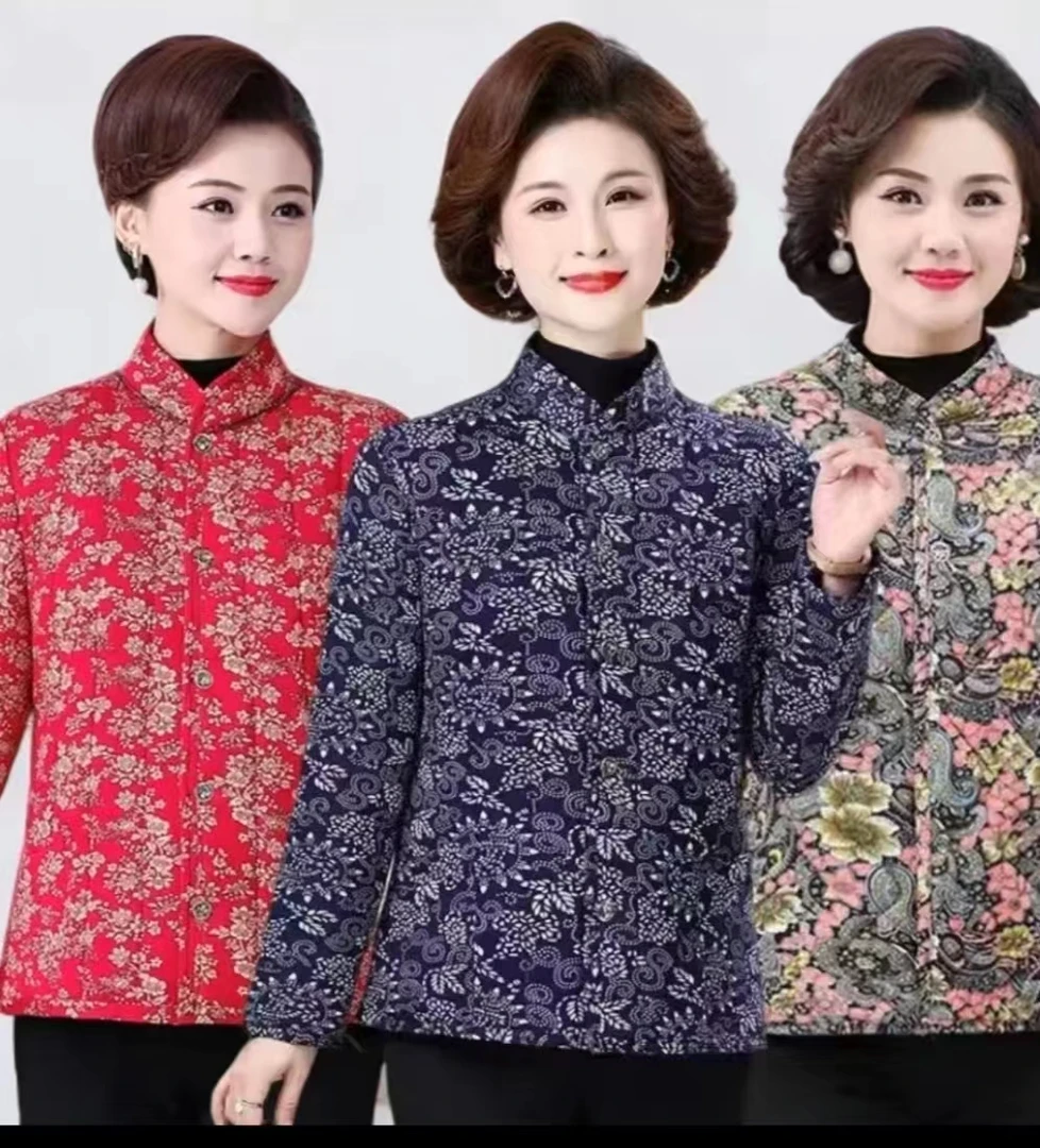 反季清仓】中老年加厚碎花棉袄保暖加肥大码妈妈花棉袄冬季长袖