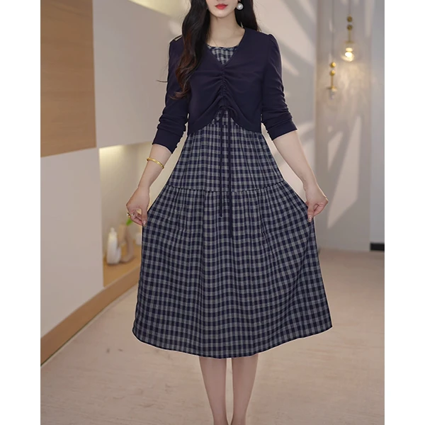 L5632高级时尚气质外衫背心裙两件套礼服2025秋季新款洋气套装裙